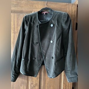 Comptoir des Cotonniers | Gray Velvet and Leather Blazer | Size 42